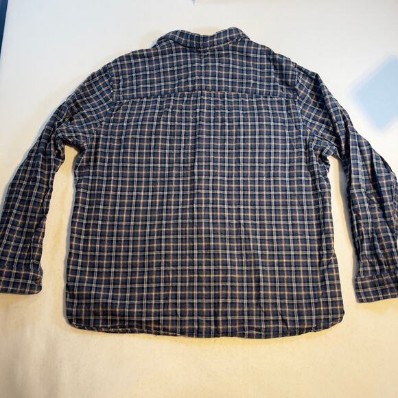 Goodfellow & Co Flannel Button Shirt Men's XXL Blue Brown Plaid Button Pockets - Picture 3 of 12